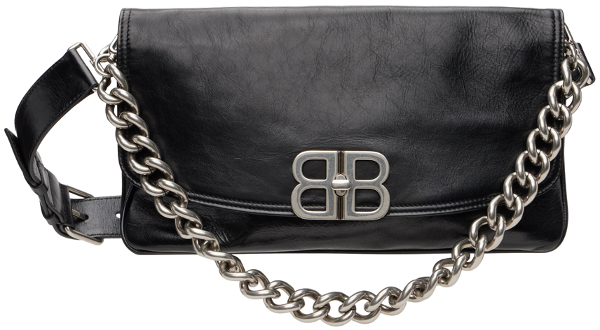 Shop Balenciaga Black Medium Bb Soft Flap Bag In 1000 Black