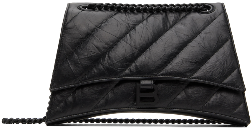 Black Medium Crush Chain Bag