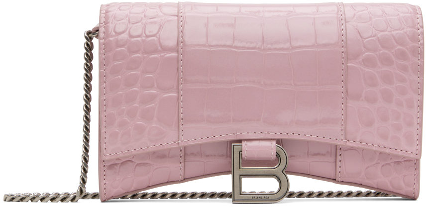 Balenciaga Pink Croc Hourglass Bag