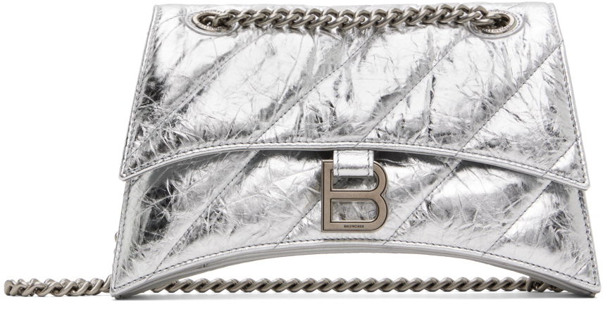 Balenciaga Silver Small Crush Chain Bag