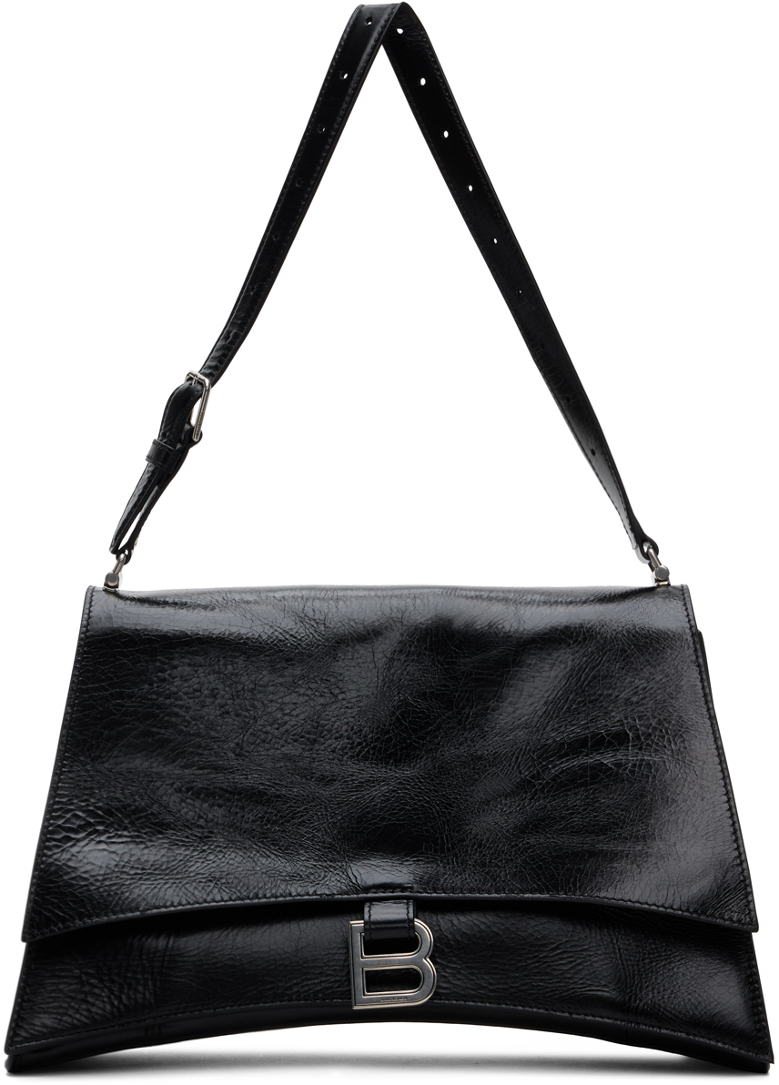 Balenciaga: Black Medium Crush Sling Bag | SSENSE