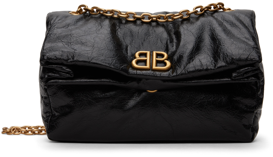 Shop Balenciaga Black Monaco Small Chain Bag In 1000 Black