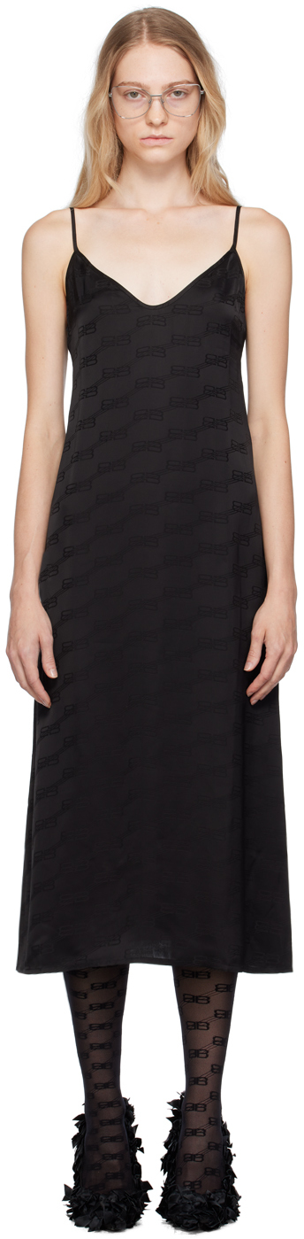 Black Monogram Midi Dress by Balenciaga on Sale