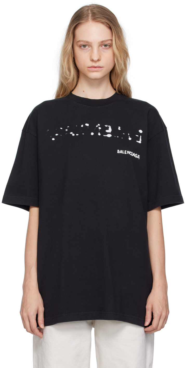 Balenciaga: Black Hand Drawn T-Shirt | SSENSE