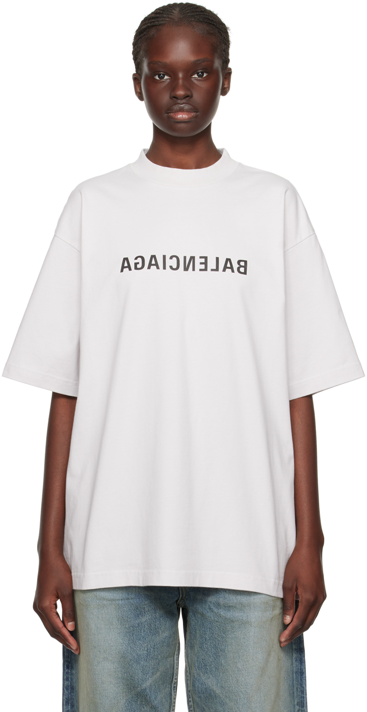 Balenciaga: Off-White Mirror T-Shirt | SSENSE Canada