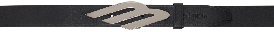 Balenciaga 3.5cm 3b Logo Leather Belt In Black