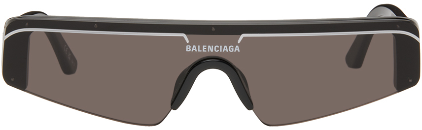 Shop Balenciaga Black Ski Sunglasses In 001 Black