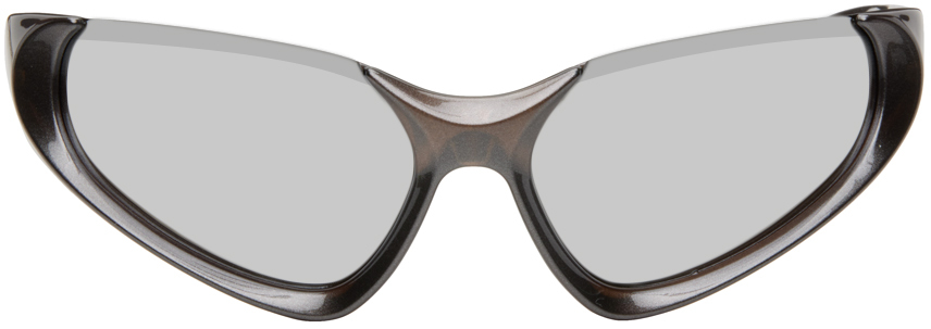 Balenciaga Silver Wraparound Sunglasses In 002 Silver