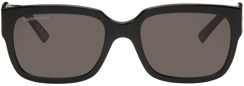 Balenciaga Black Rectangular Sunglasses In 001 Black
