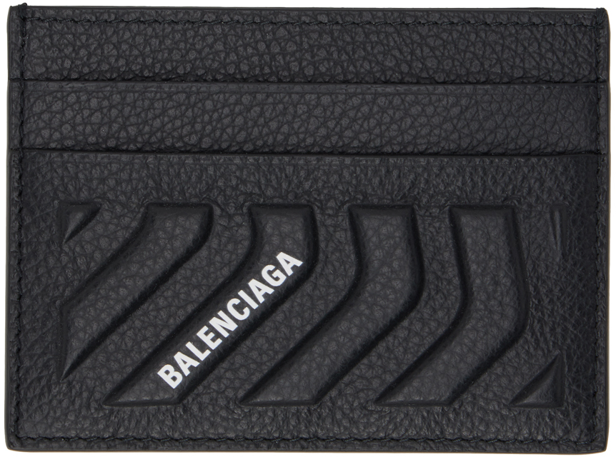 Balenciaga Black Embossed Card Holder In 1000 Black