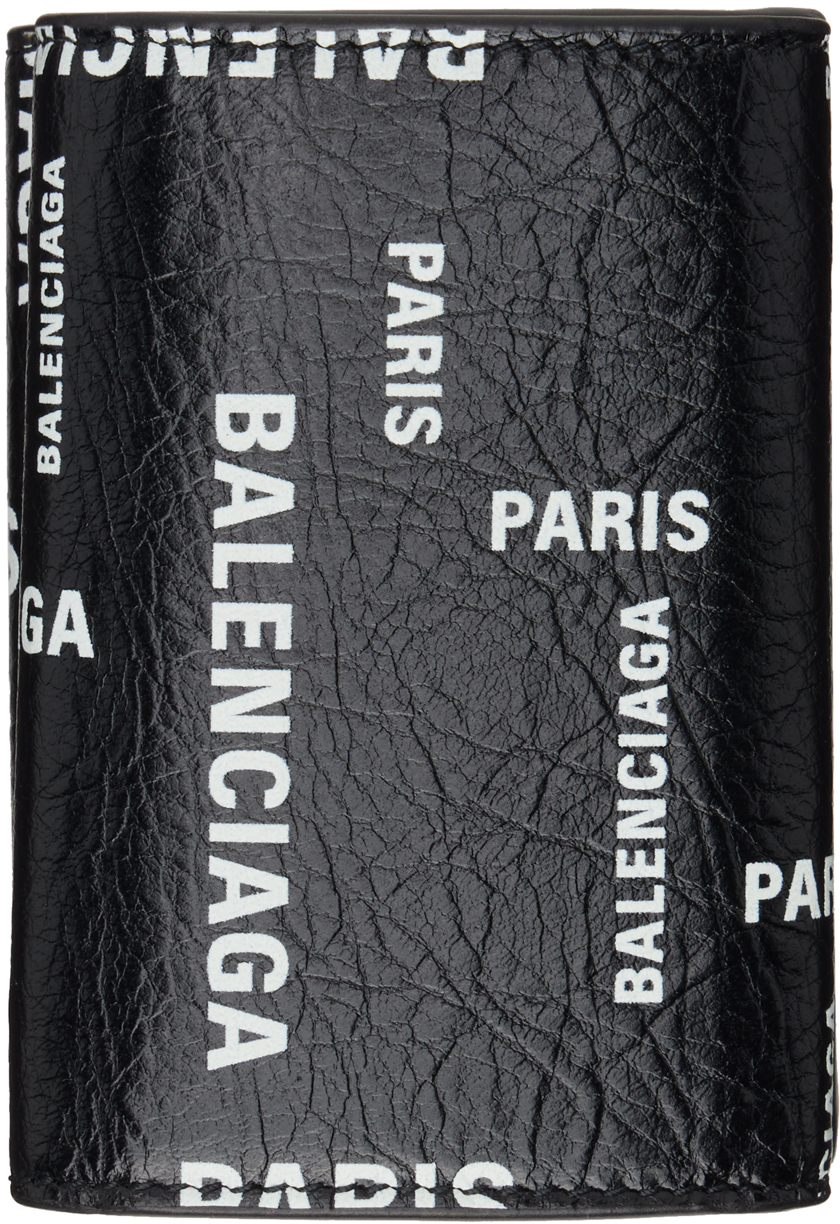 Balenciaga Black Logo Wallet In Black/l White
