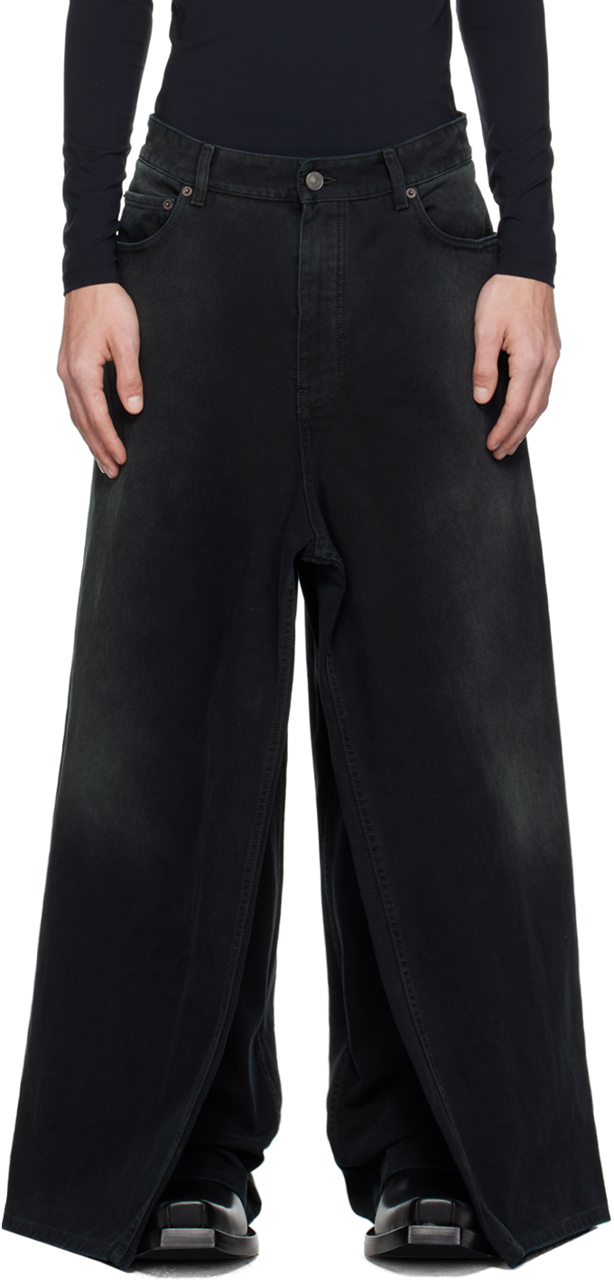 Balenciaga Black Double Side Jeans In Sunbleached Black