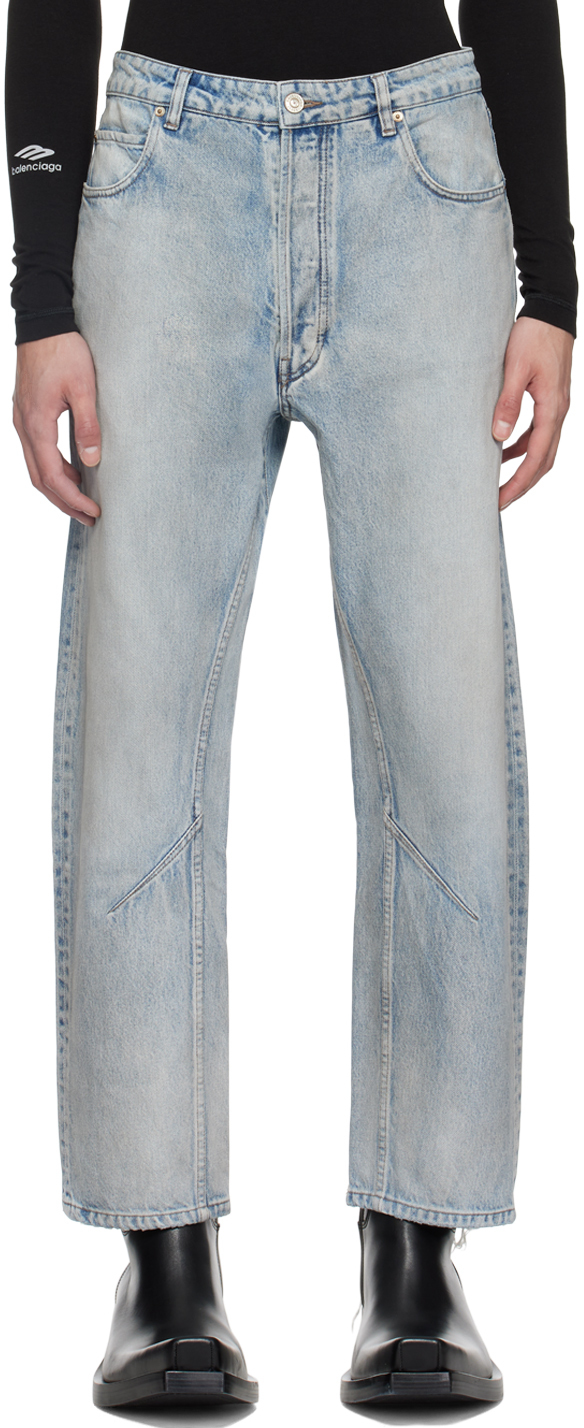 Blue O Leg Jeans by Balenciaga on Sale