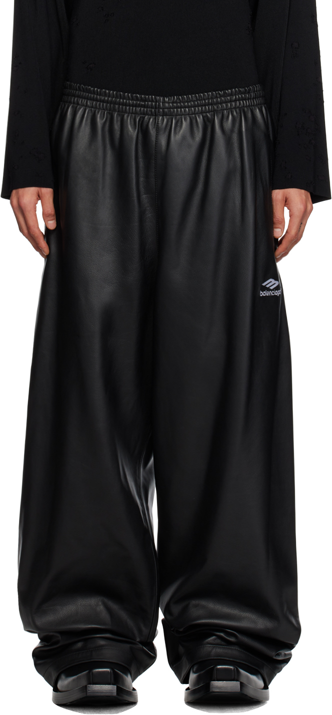 Black 3B Sports Icon Leather Pants