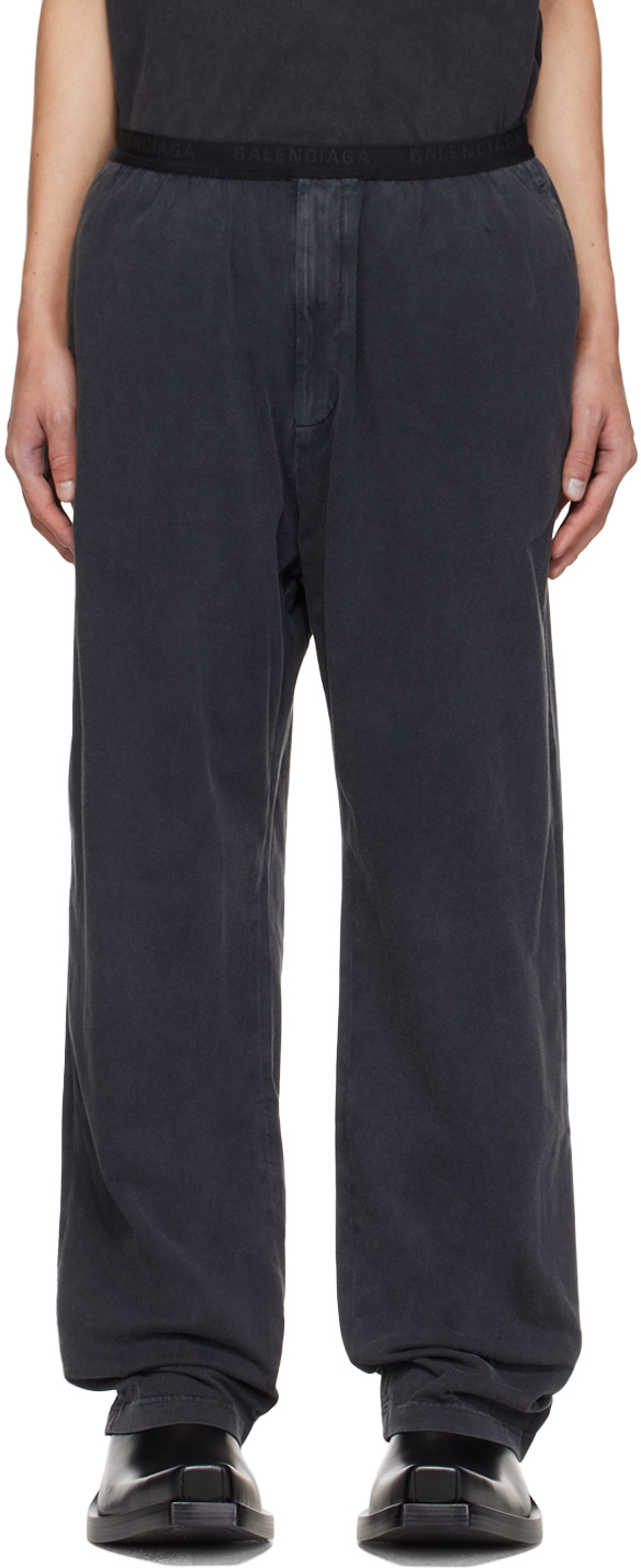 Black Elasticated-waist wool trousers, Balenciaga