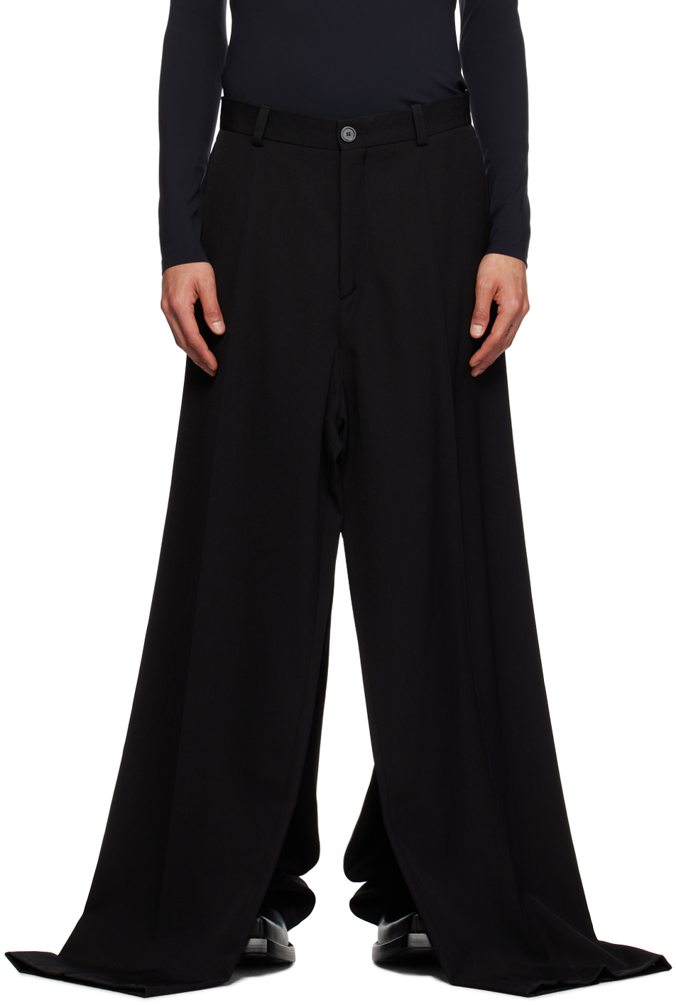 Balenciaga Double Front Black Wool Trousers