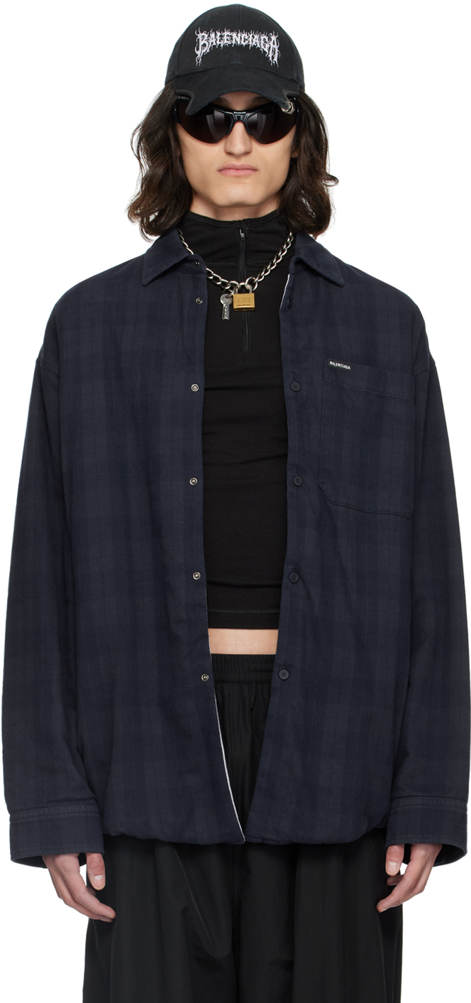 Chemise bébé garçon à carreaux à manches longues bleu