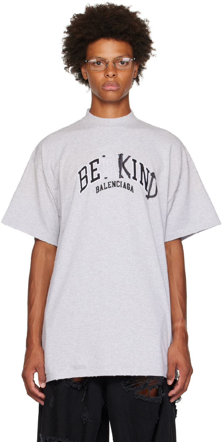 Balenciaga Gray 'Be Kind' T-Shirt