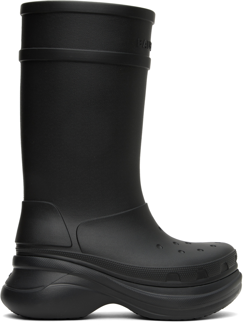Shop Balenciaga Black Crocs Edition Boots In 1000 Black
