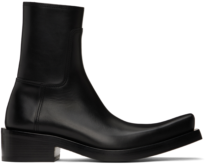 Balenciaga Santiago Leather Boots In Black