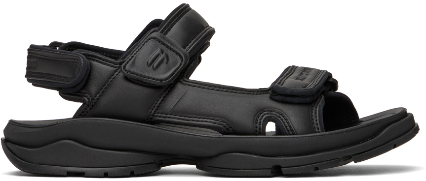 Balenciaga Tourist Faux-leather Sandals In Black