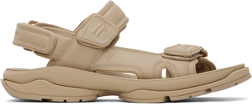 Balenciaga Taupe Faux-leather Tourist Sandals In 2000 Taupe