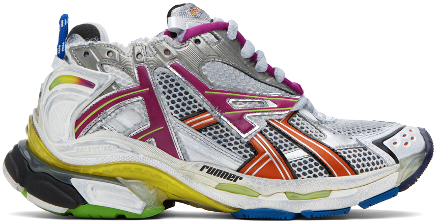 Balenciaga Runner Distressed Rubber And Mesh Sneakers In 8123 Multicolor