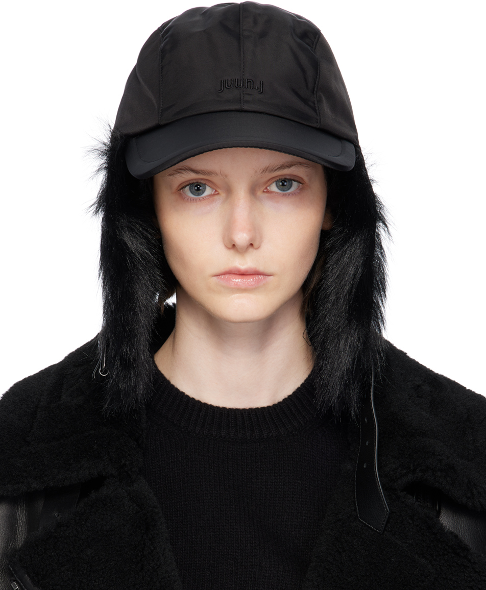 Juun. J Black Ear Flap Cap