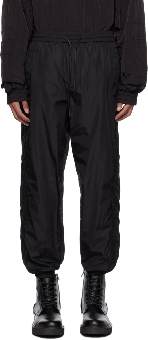 Juun.J: Black Embroidered Track Pants | SSENSE Canada