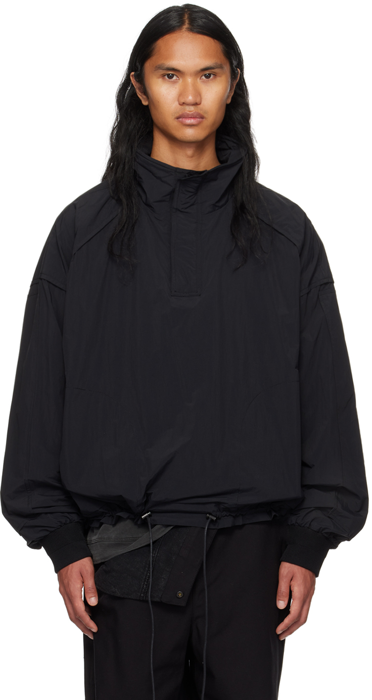 Juun.J: Black Half-Zip Jacket | SSENSE Canada