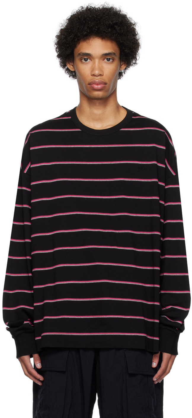 Juunj Black Striped Long Sleeve T-shirt In 5 Black