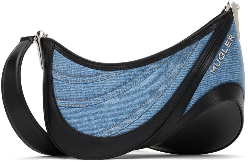 Mugler: Black & Blue Small Spiral Curve 01 Bag | SSENSE