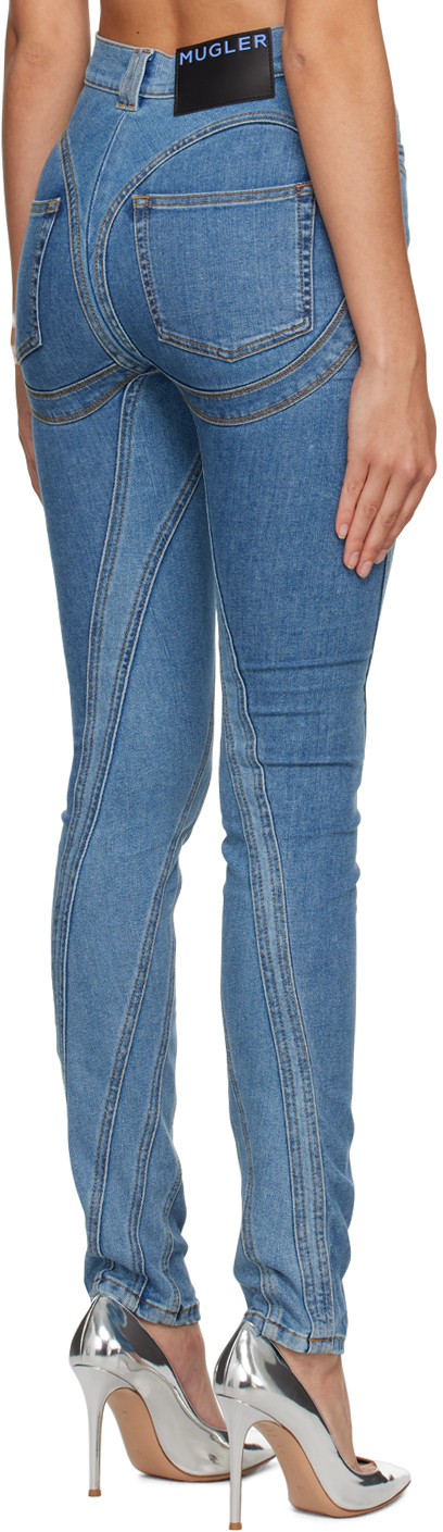 Mugler Blue Twisted Seam Jeans