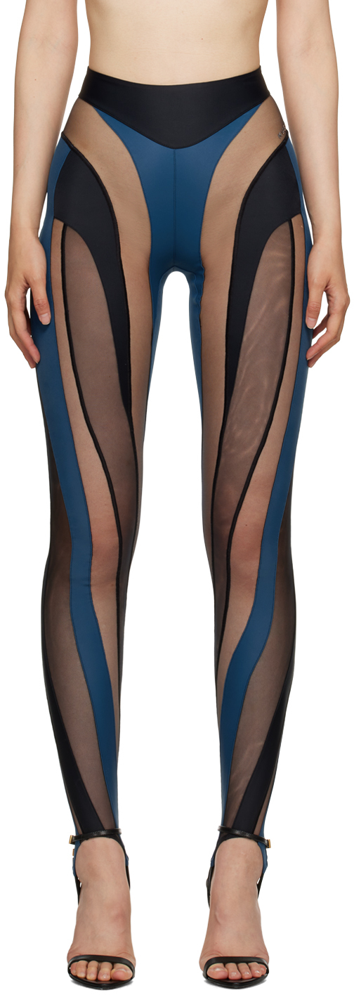 Mugler H&M Spiral-Paneled Jersey Leggings Black/Color-Block - SS23