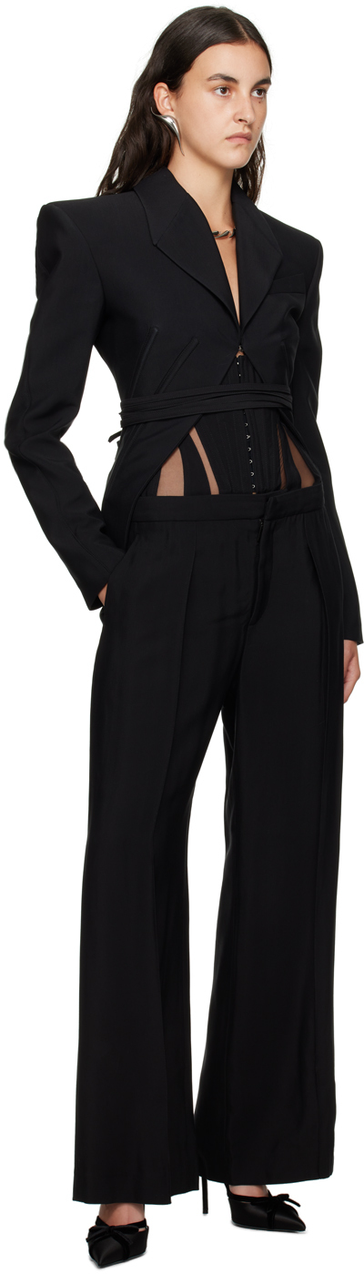 Mugler Black Corset & Trousers Set In B1919 Black/black