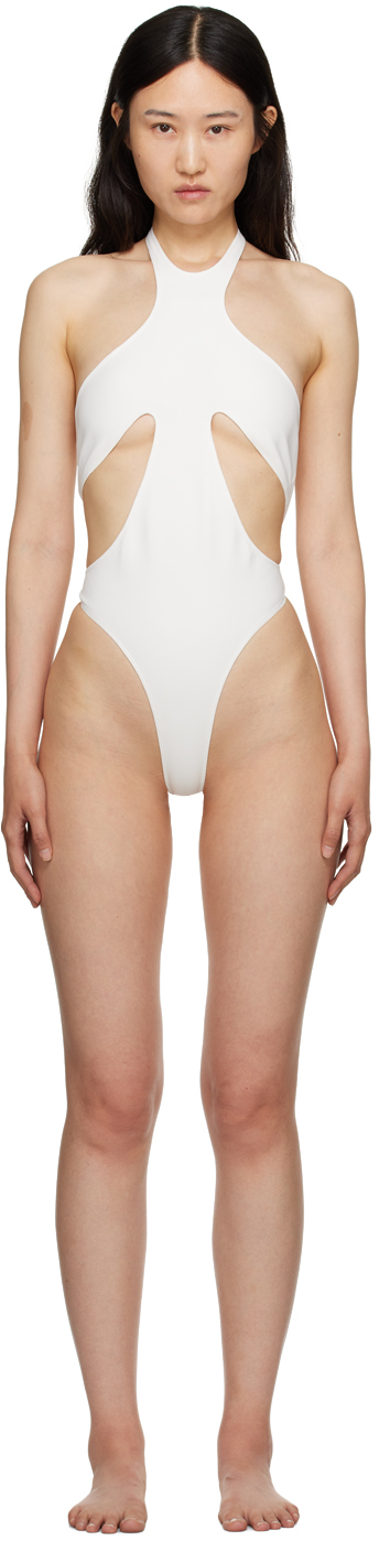 Mugler One Piece Swimsuit With Cut Outs in White