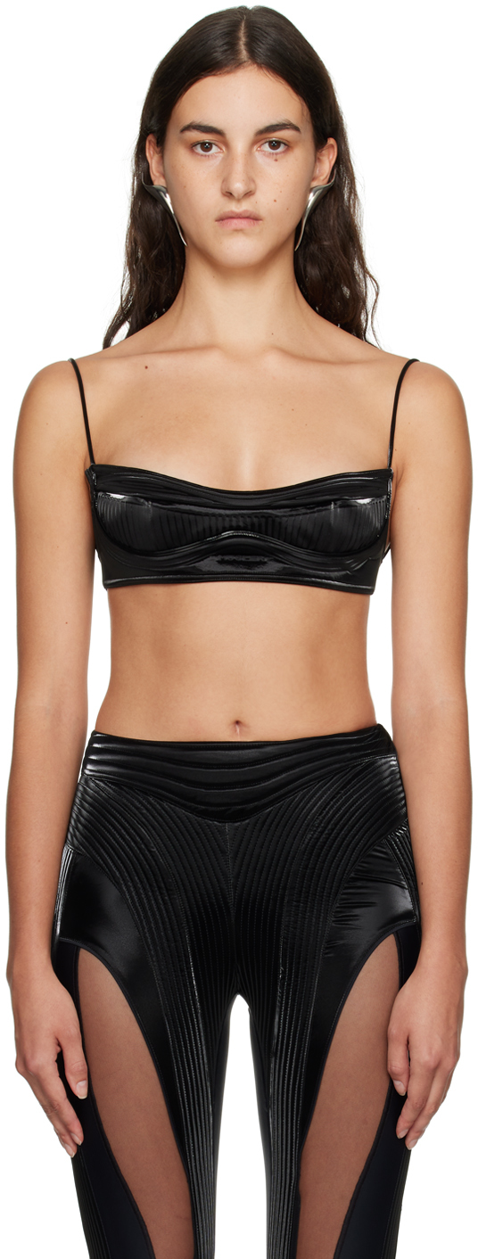Black Embossed Faux-Leather Tank Top by Mugler on Sale
