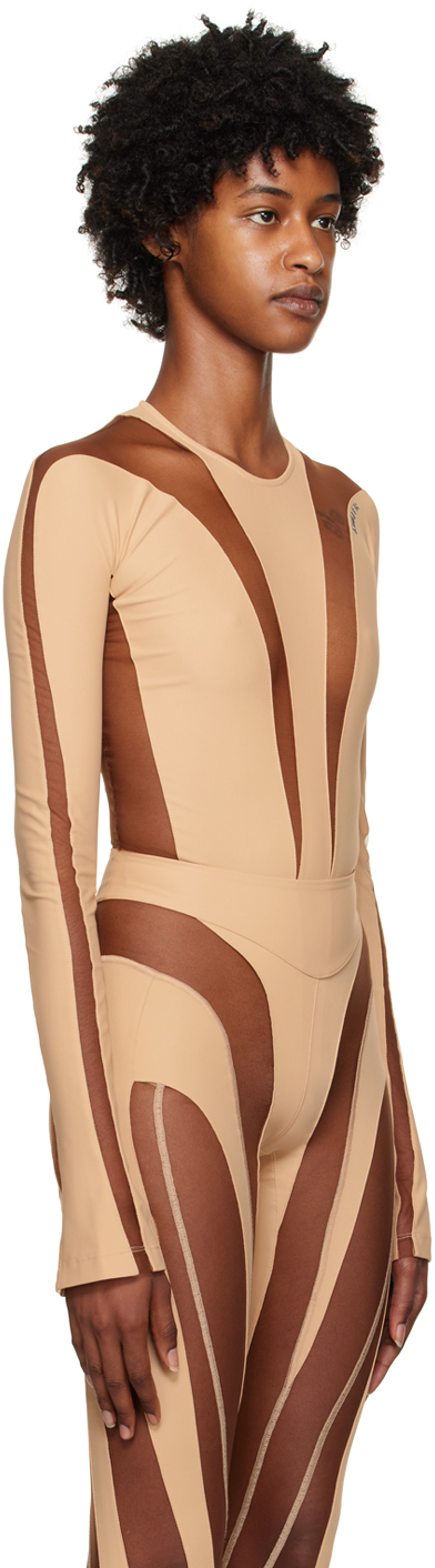 Mugler Beige Illusion Bodysuit In 20202 Beige / Nude 0