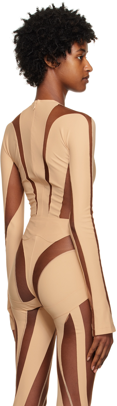 Mugler Beige Illusion Bodysuit In 20202 Beige / Nude 0