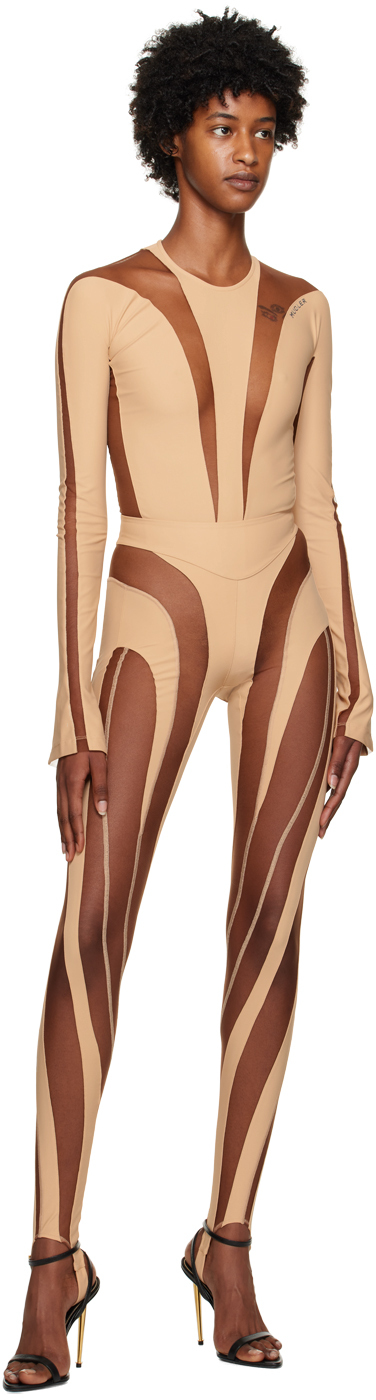 Mugler Beige Illusion Bodysuit In 20202 Beige / Nude 0