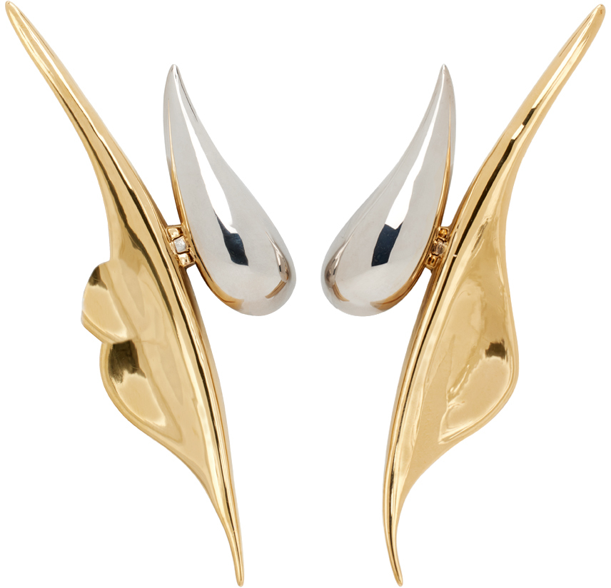 Mugler Silver & Gold Chili Earrings