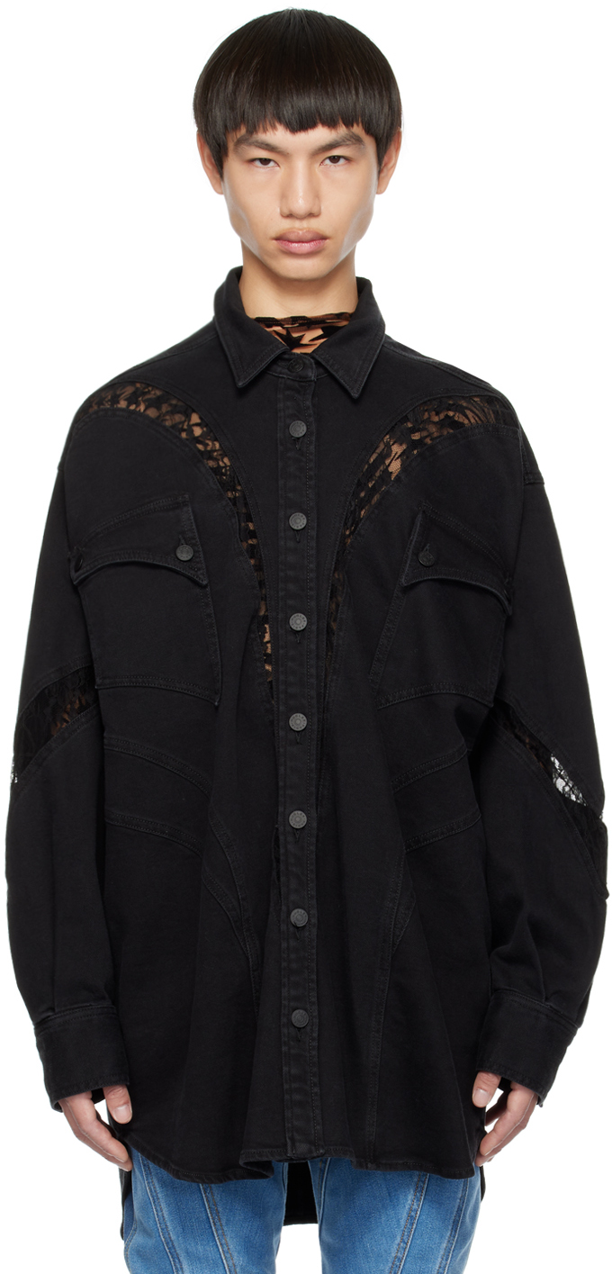 Mugler Black Oversized Denim Jacket