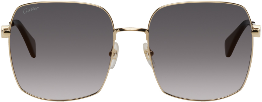 Cartier Gold Signature C De  Sunglasses In 001 Gold/gold/grey