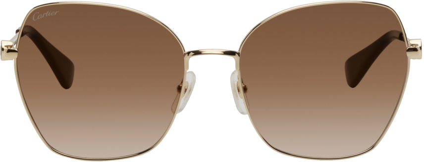 Cartier: Gold 'C De Cartier' Signature Sunglasses | SSENSE