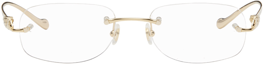 Cartier Gold Oval Glasses In Gold-gold-transparen