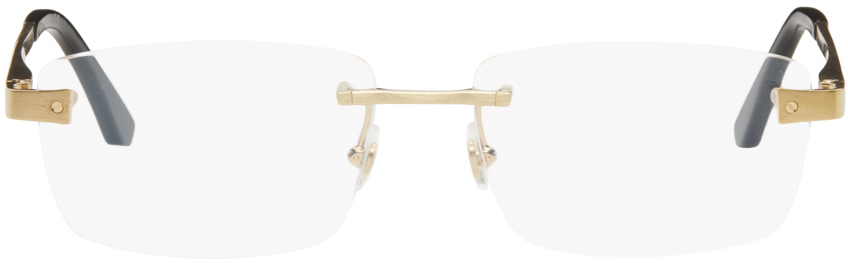 Cartier Gold Rectangular Glasses In Gold-gold-transparen