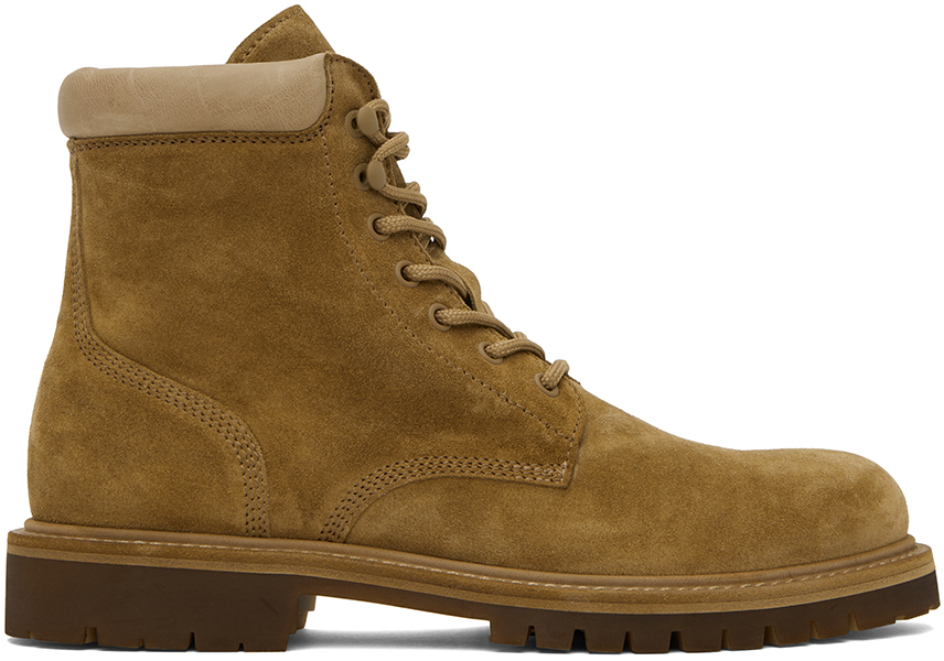 Officine Creative Brown Suede Boss 002 Boots In Alce/rabbit Paw