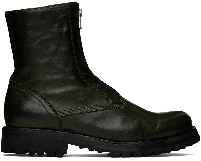 Officine Creative Green Ikonic 003 Boots In Bosco