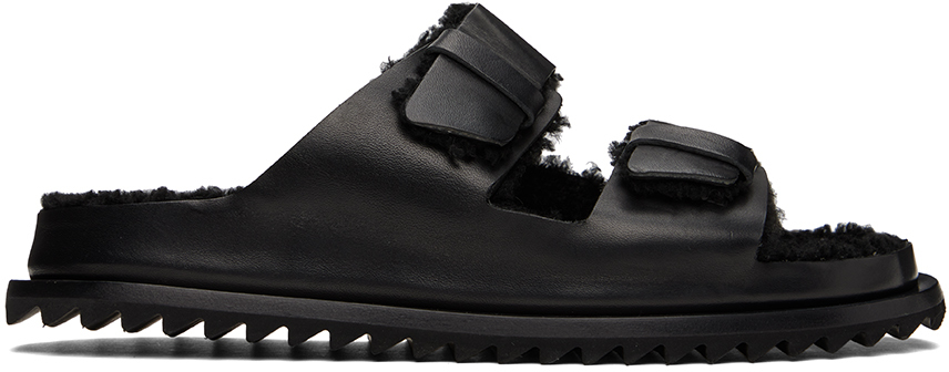 Officine Creative Black Introspectus 003 Sandals In Spalla Piuma Nero