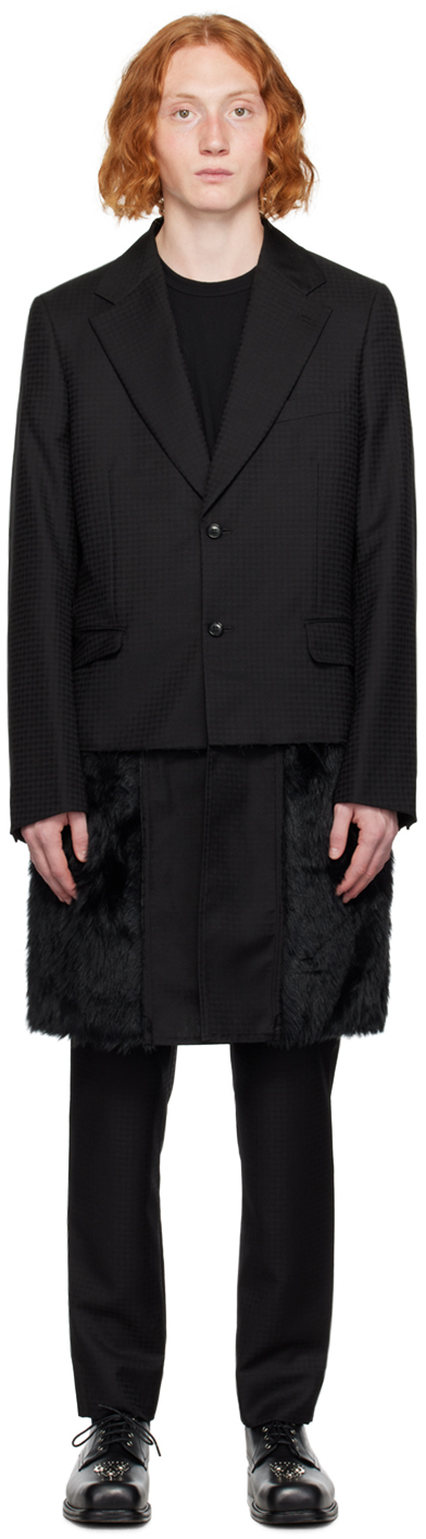 Black Layered Faux-Fur Coat